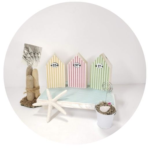 stripped Beach huts with 2 photo holders